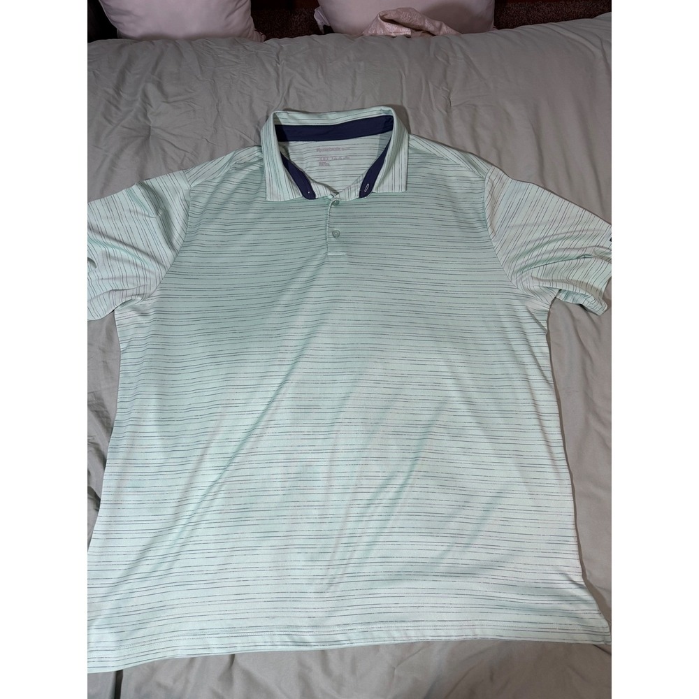 Reebok Golf Mens 3XLT Polo Shirt Mint Green Navy Striped Performance Tall